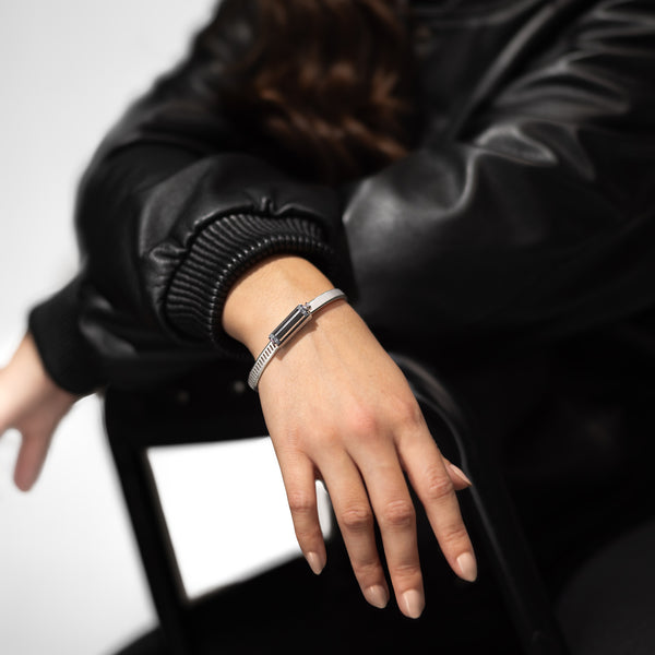 Bracelet Love Affair Argent Platiné & Serti-Partiel Diamants Noirs