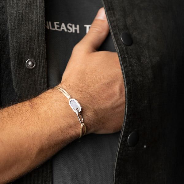 Bracelet Cordon Dreamer Argent Agate Blanche