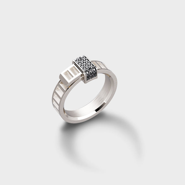 Bind Me Ring Silver &amp; Black Diamonds
