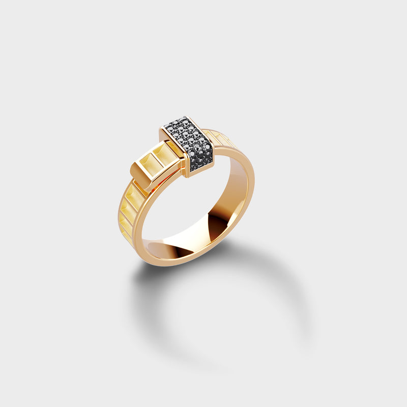 Bind Me Gold Ring - Black Diamonds