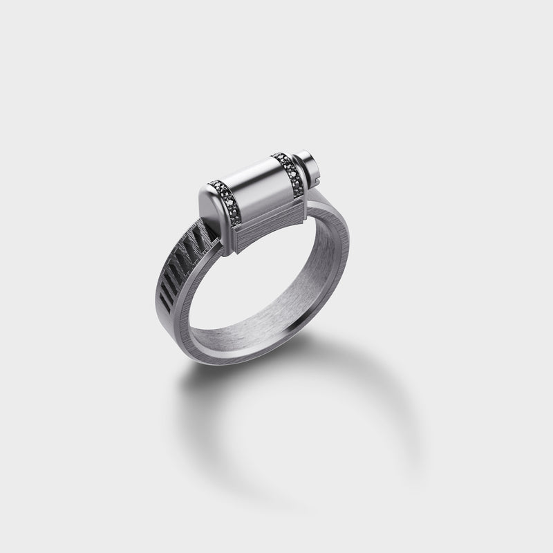 Bague Love Affair Argent & Serti-Partiel Diamants Noirs