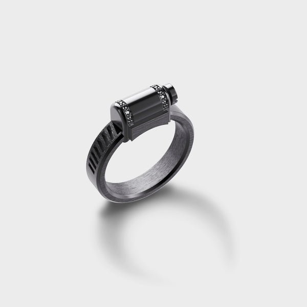 Love Affair Silver Ring - Full Black Diamonds