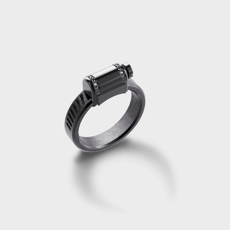 Bague Love Affair Argent & Serti-Partiel Diamants Noirs