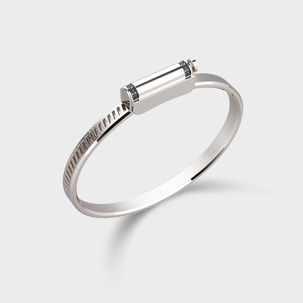 Bracelet Love Affair Argent Platiné & Serti-Partiel Diamants Noirs