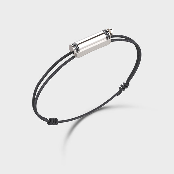 Love Affair Silver cord bracelet - Black diamonds