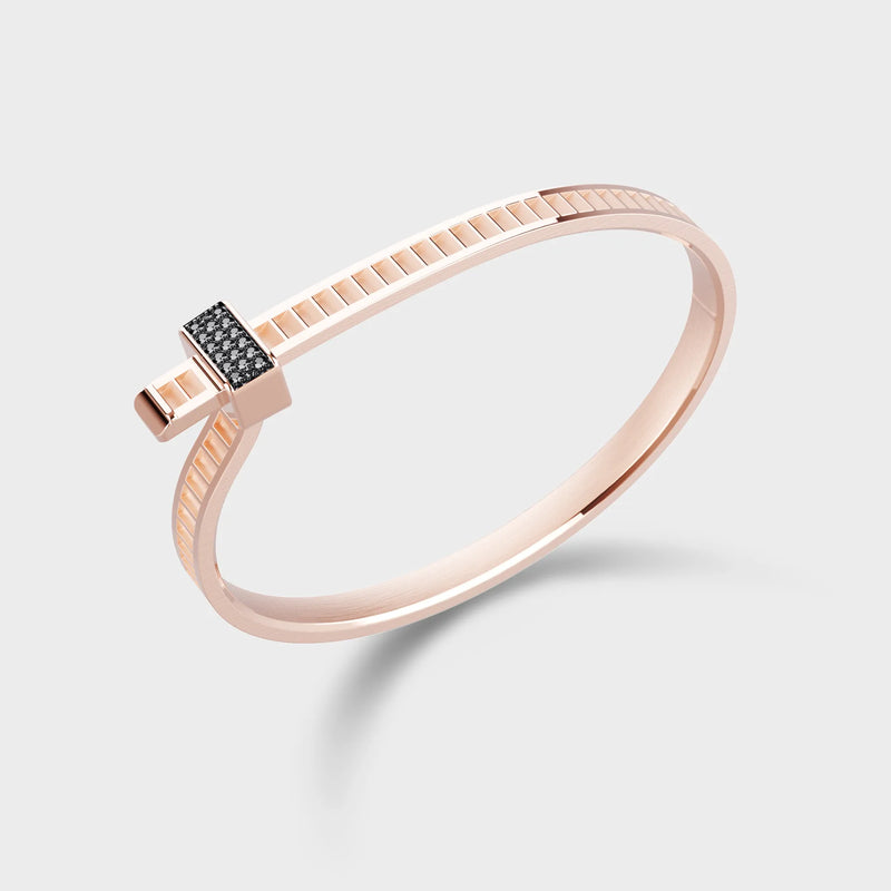 Bracelet Bind Me Argent Platiné & Diamants Noirs